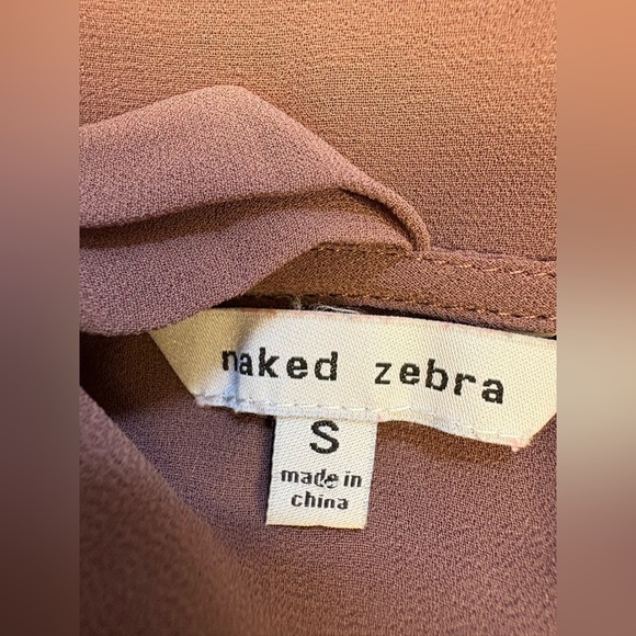 Naked Zebra Dusty Rose backless Short Sleeve Feminine Blouse women's size Small - Picture 5 of 8